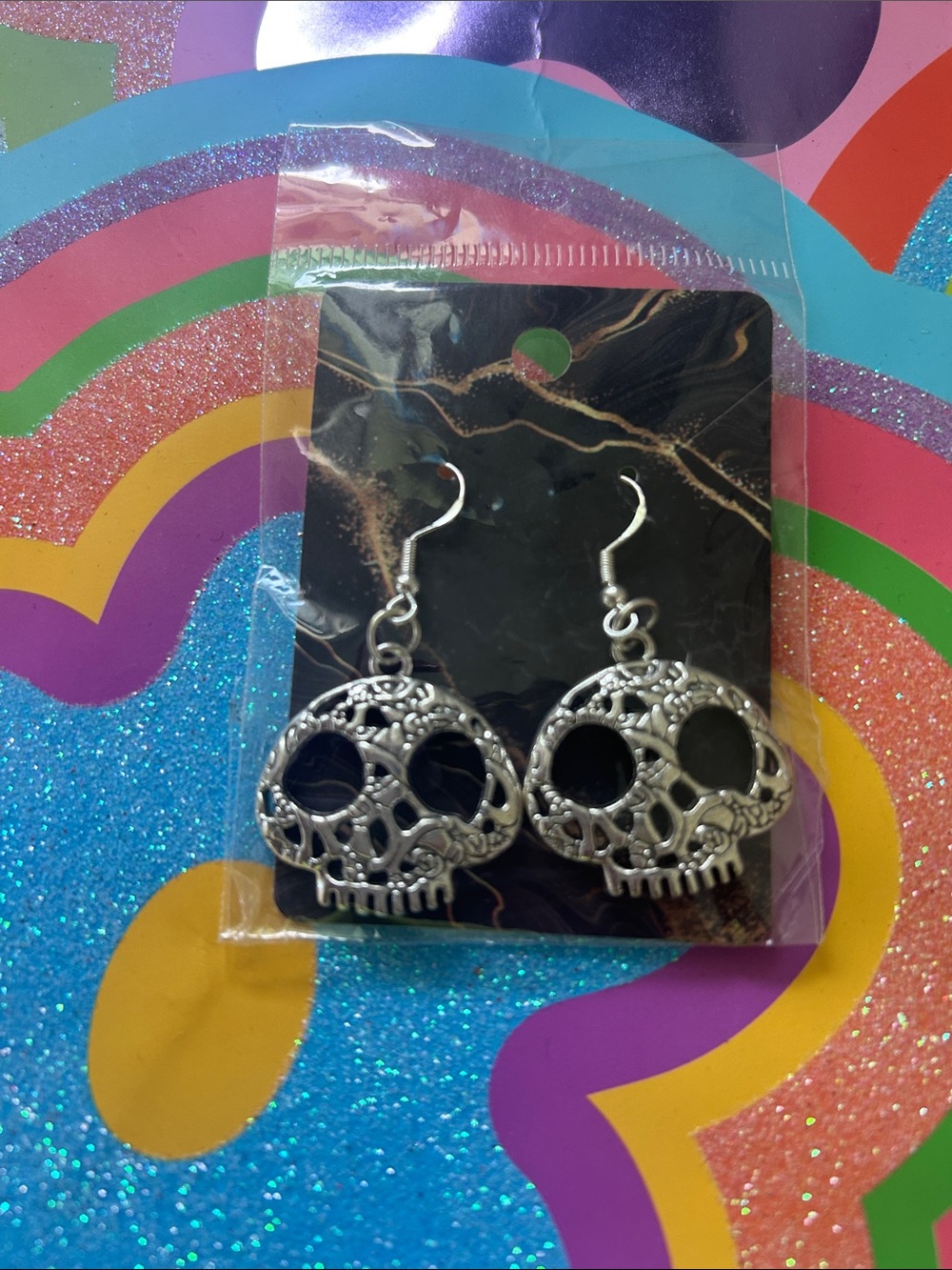 Silver Skull Dangle Earrings - Women Jewelry
